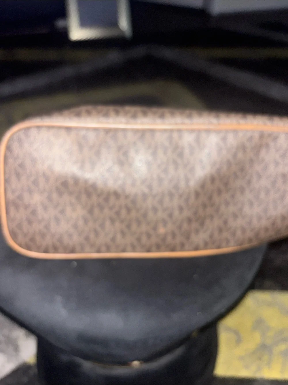 Michael Kors Brown MK Logo Shoulder Bag with Tan Straps. (INSIDE NEEDS CLEANED
